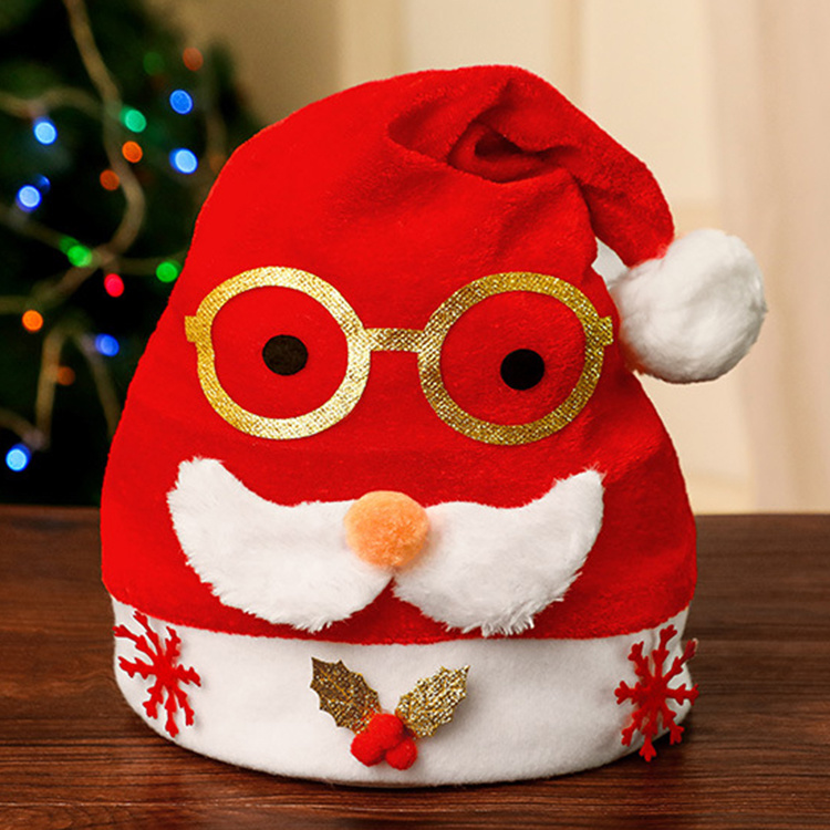 Cheap Christmas Hats Santa Hat 2020 Promotional Custom Red Christmas Hats for Kids Adults