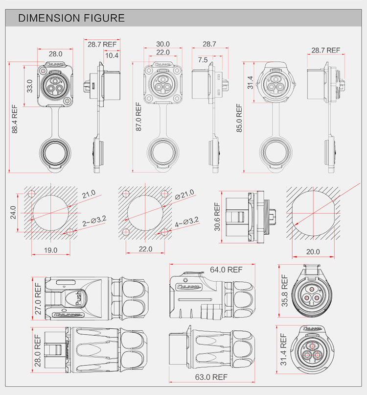 Cnlinko IP67 Plastic Waterproof Connector 12pin Male and Female Waterproof Connector