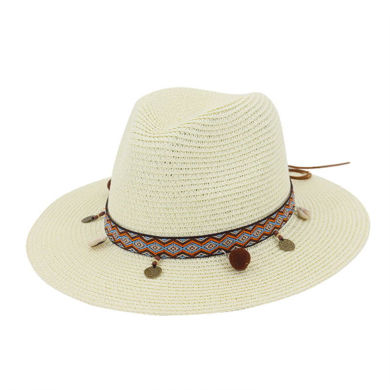 Beach Straw Hat with Band for Women Straw Fedora