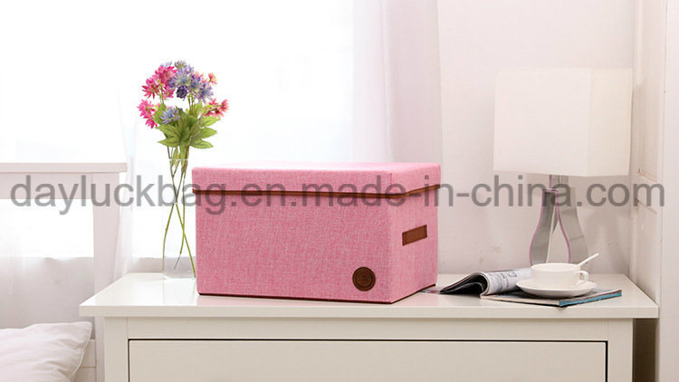 Non Woven Cardboard Cube Fold Pink Large Clothes Storage Box