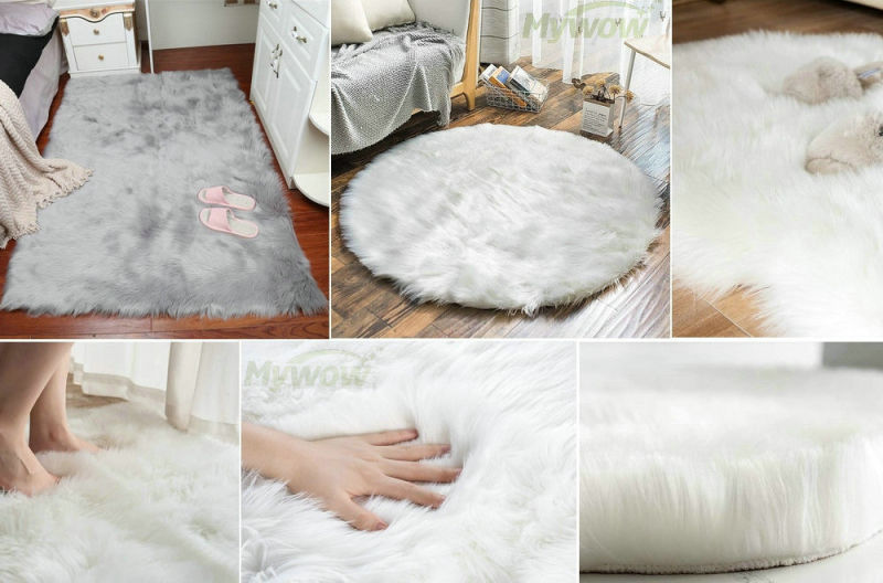 Bedroom Beside Occasion Soft Fluffy Faux Fur Sheepskin Plush Wool Rug