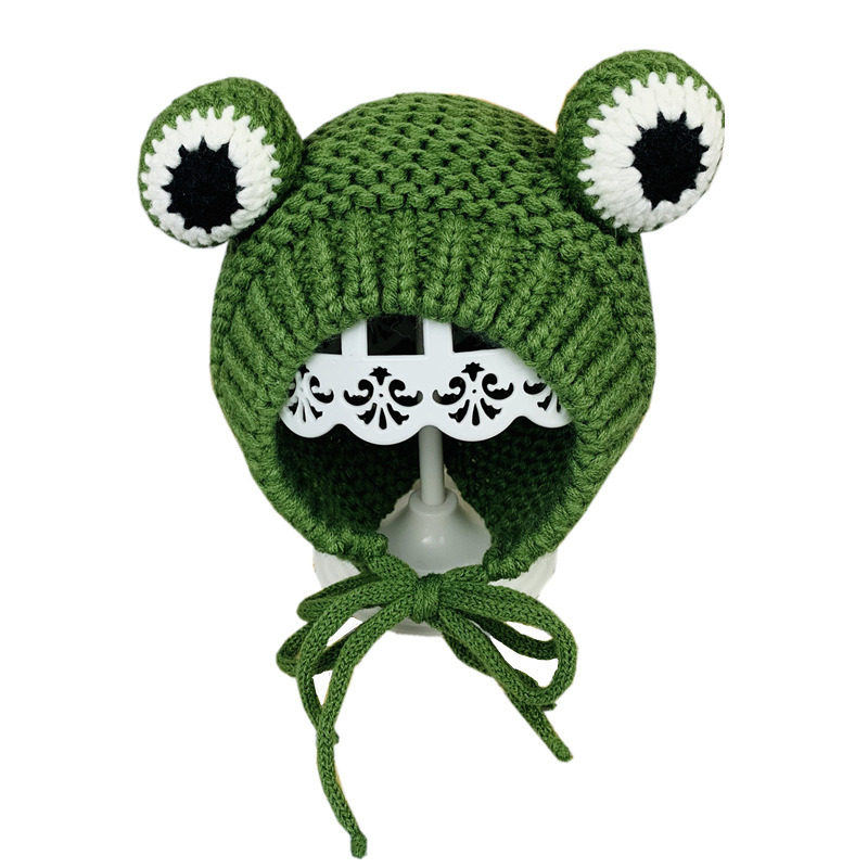 Children's Hats Winter with Pompon Cute Frog Hat Crochet Large Knitted for Baby Costume Beanie Hats