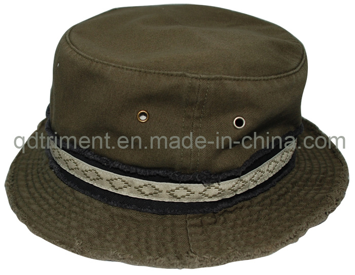 Washed Contrast Binding Twill Sport Fishing Bucket Hat (TRBH016)