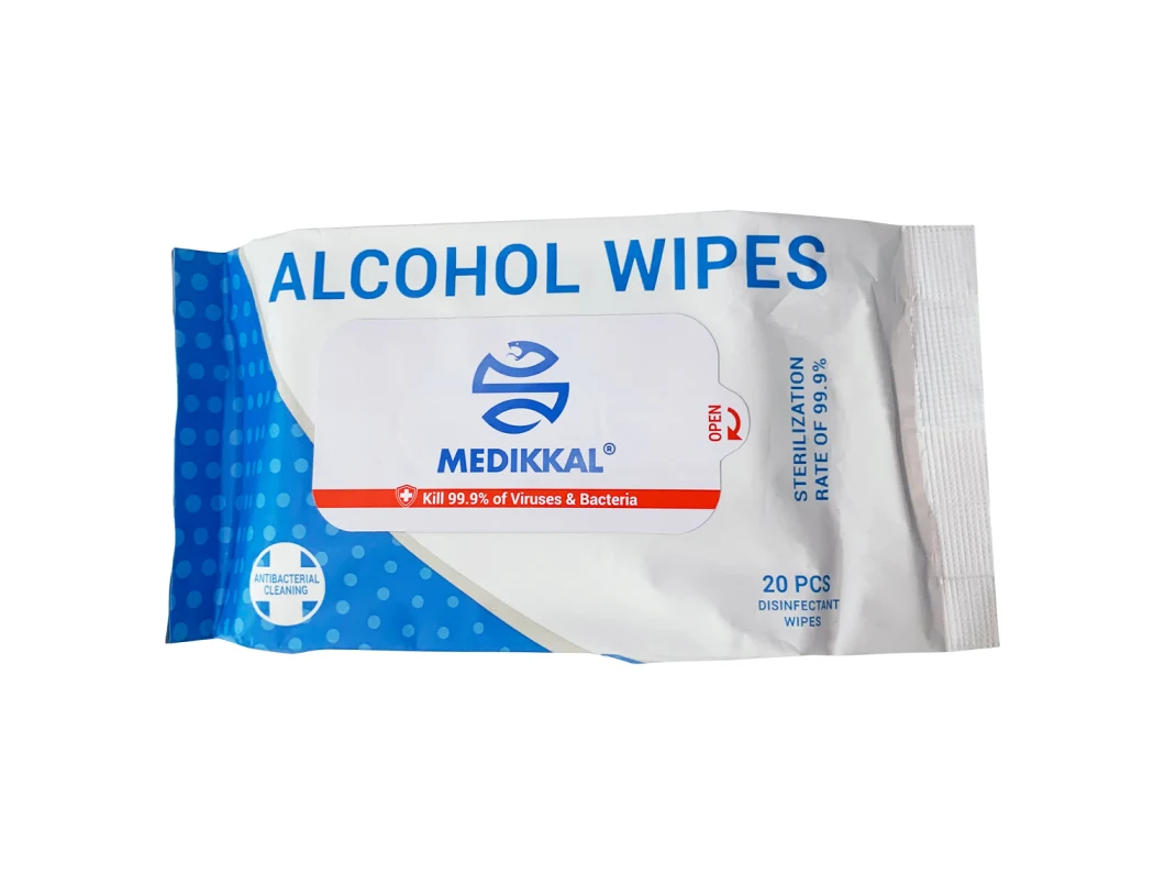 FDA CE Customized Brand Logo 75% Alcohol Wipes Antibacterial Wipes Kill Germs Disinfectant Cleaning Wet Wipes