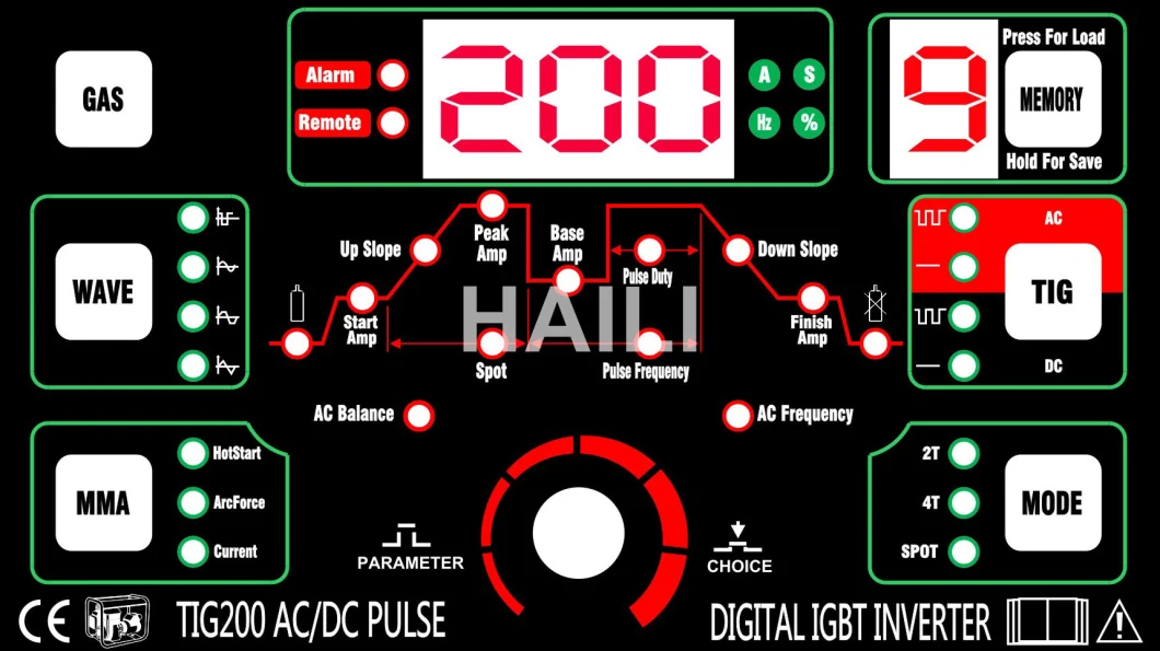 TIG AC/DC Welding Machine Pulse TIG/MMA Welder 4 Waveforms MCU TIG-160 AC/DC