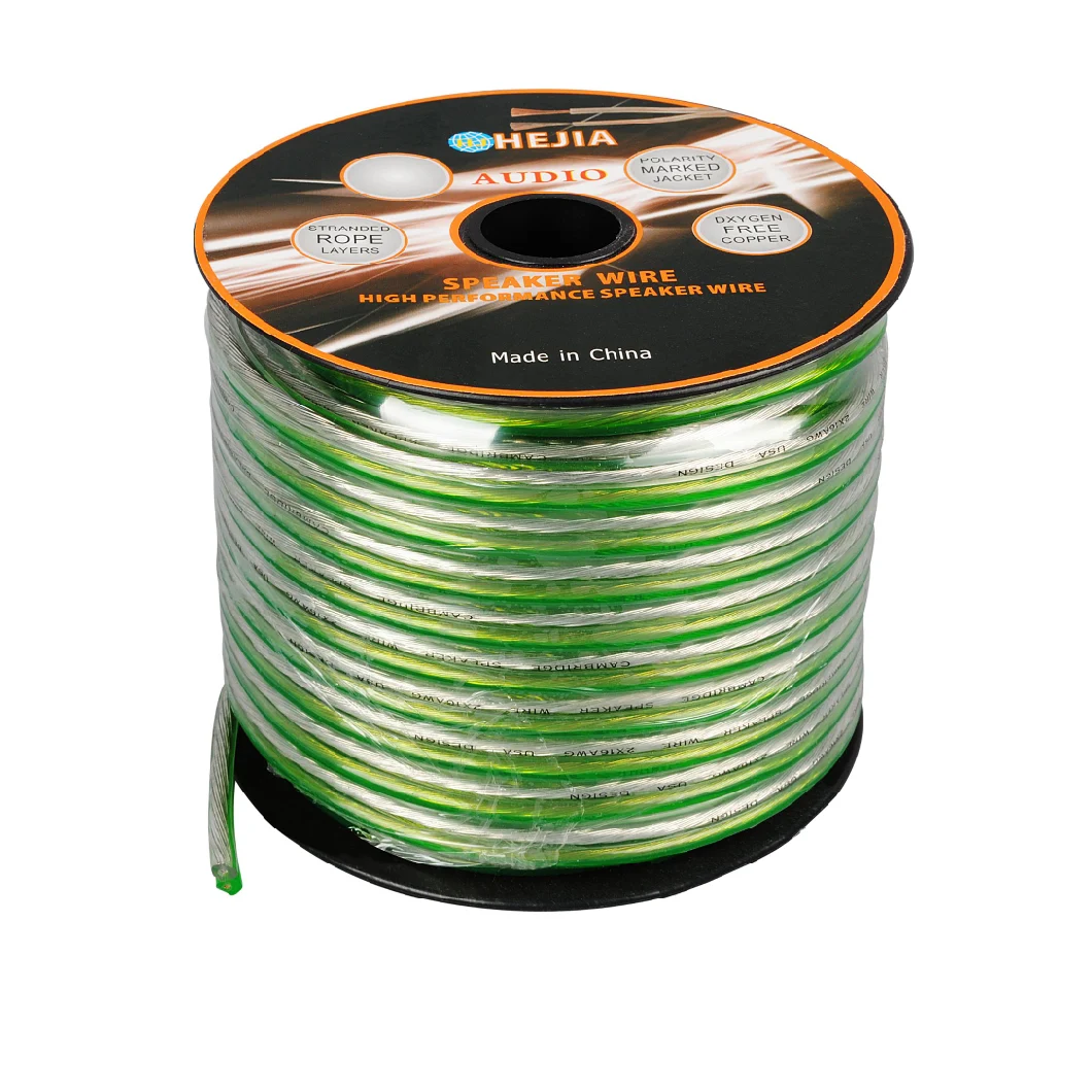 16AWG Green Twin Speaker Flat Cables with OFC Copper Conductor