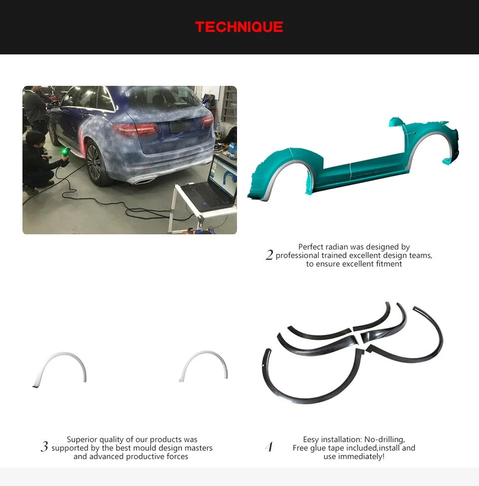 Carbon Fiber Car Wheel Arch Fender Flares Trim for Tesla Model X 2016-2018