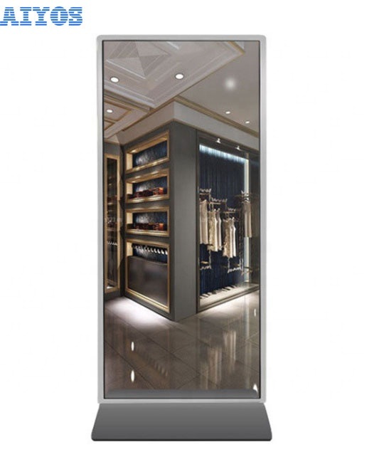 Interactive Smart Mirror with Touch Screen, Magic Glass Mirror Wall Mounted LCD Digital Signage Mirror Display