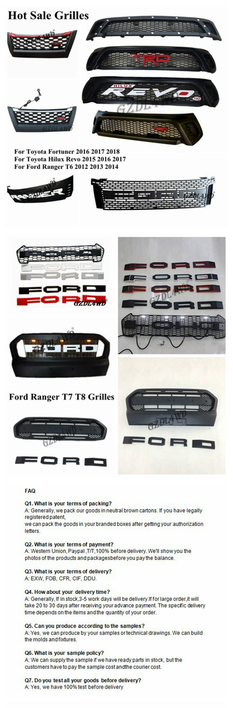 Red Grille for Ford Ranger T6 Px Wildtrak Raptor Grill 2012- 2014