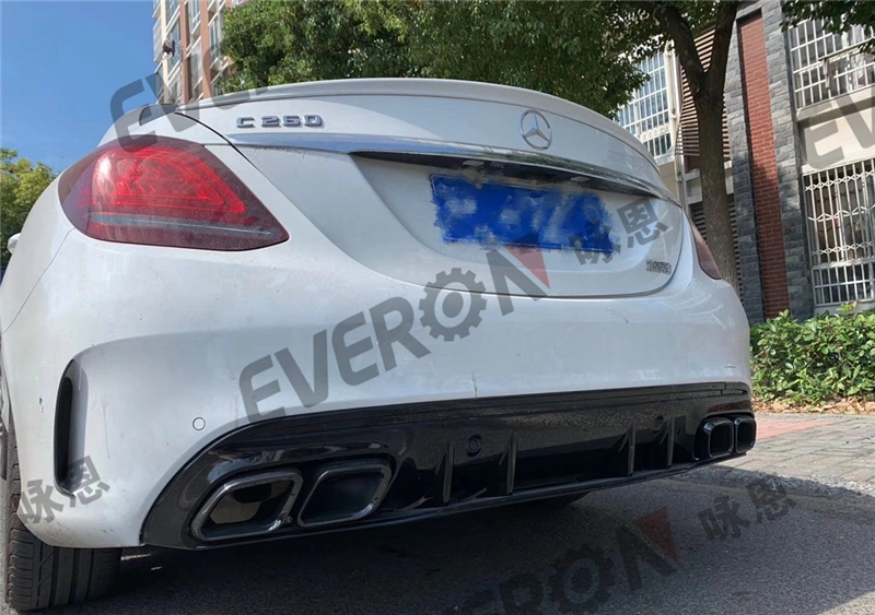C63s Amg Rear Lip with Exhaust Pipe for Mercedes Benz W205 C Class 2015-2019