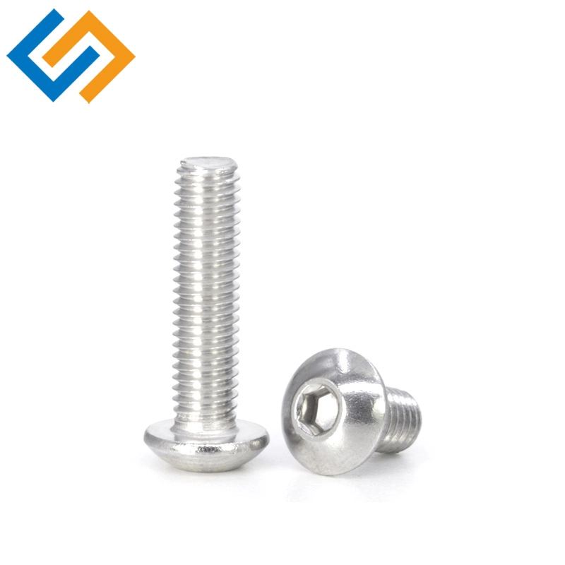 Stainless Steel Round Head Bolt Pan Inner Hex Socket Head Machine Screw Inner Hexagon Head Screw with Flat Tail M2~M16