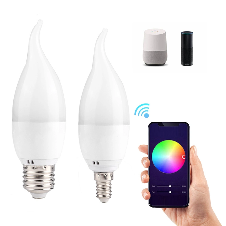 Smart WiFi Tail Candle LED Light Bulb RGB LED Bulb Lamp E27 LED Bulb Light Neon Lamps & Neon Lights LED Spot Light Dimmable LED Bulbs E27 & LED GU10