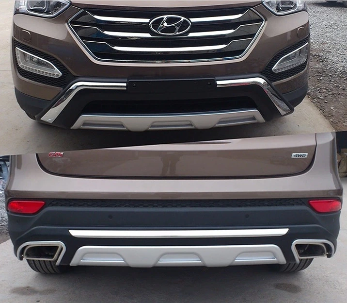 Front and Rear Bumper Guards for 2013 2015 Hyundai Santafe IX45