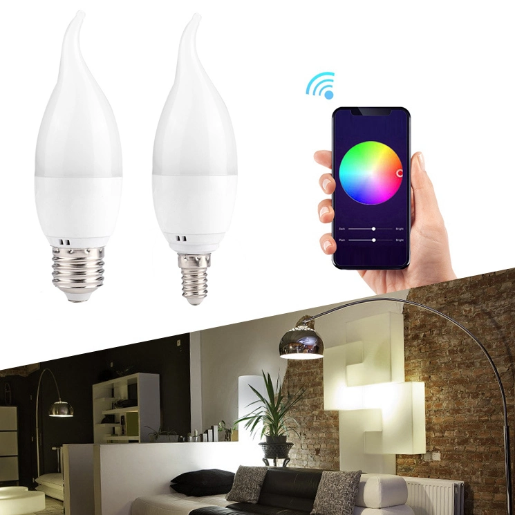 Smart WiFi Tail Candle LED Light Bulb RGB LED Bulb Lamp E27 LED Bulb Light Neon Lamps & Neon Lights LED Spot Light Dimmable LED Bulbs E27 & LED GU10 Model-B