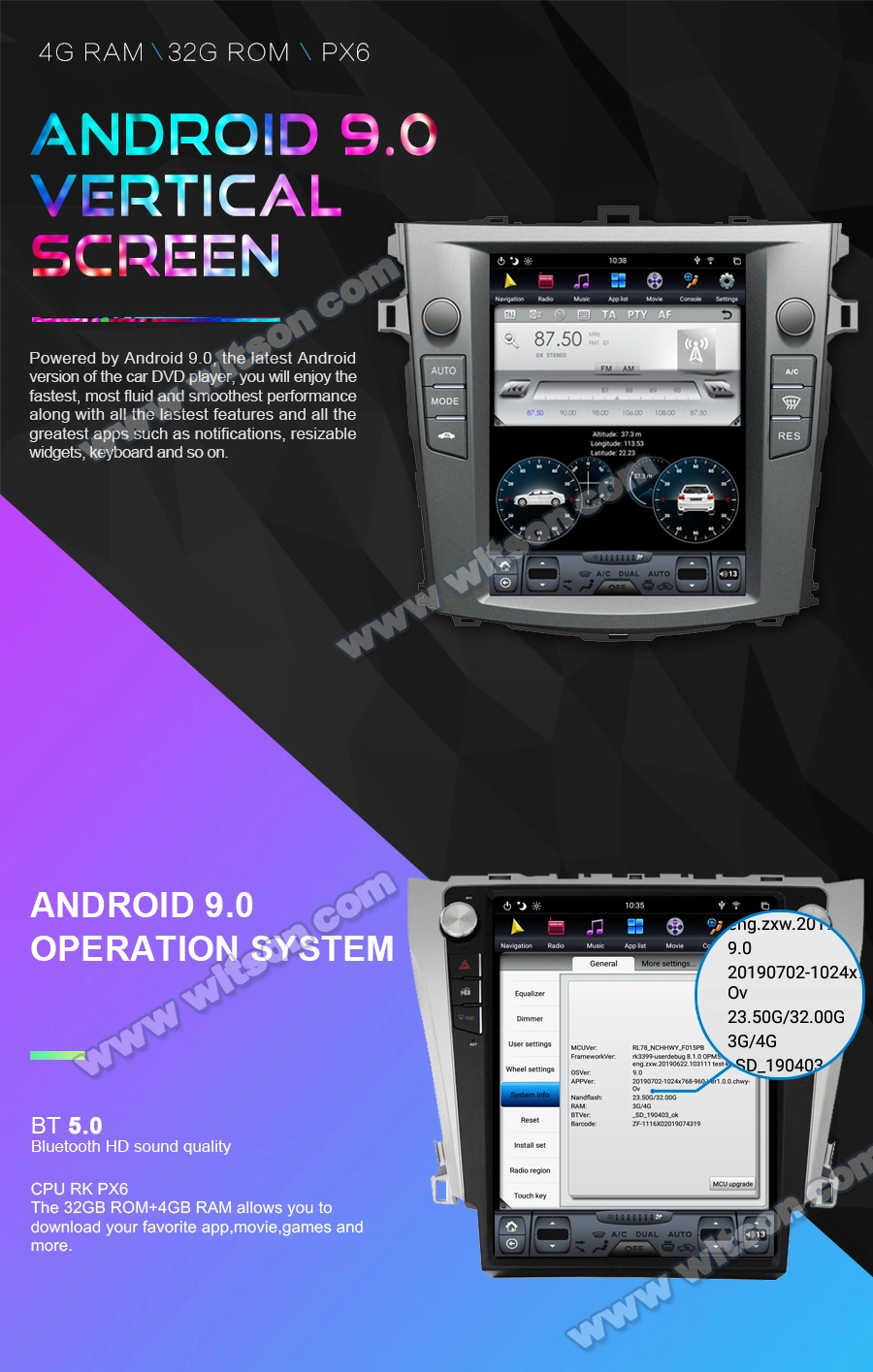 Witson Android 9.0 Auto Multimedia for Honda Civic 2012 GPS WiFi Carplay Tesla Vehicle Head Unit