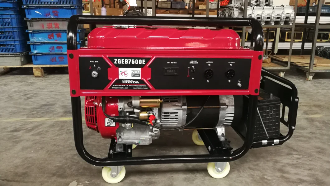Zeb Power Portable Gasoline Generators Powered by Honda Engine with 4 Solid Wheels and Outside Battery