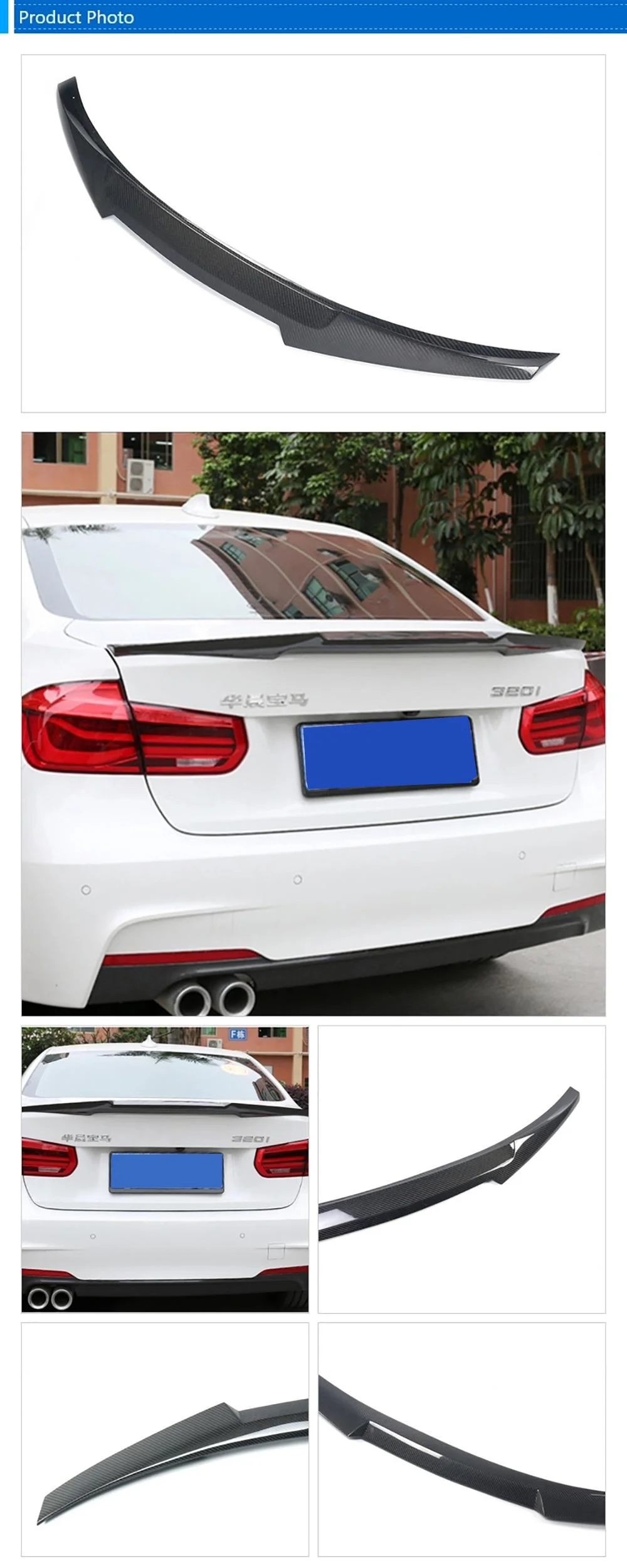 for BMW 3 Series F30 F80 Trunk Wing Car Boot Spoiler V Style Carbon Fiber Spoiler