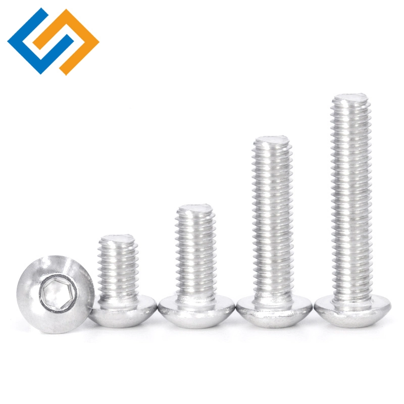 Stainless Steel Round Head Bolt Pan Inner Hex Socket Head Machine Screw Inner Hexagon Head Screw with Flat Tail M2~M16