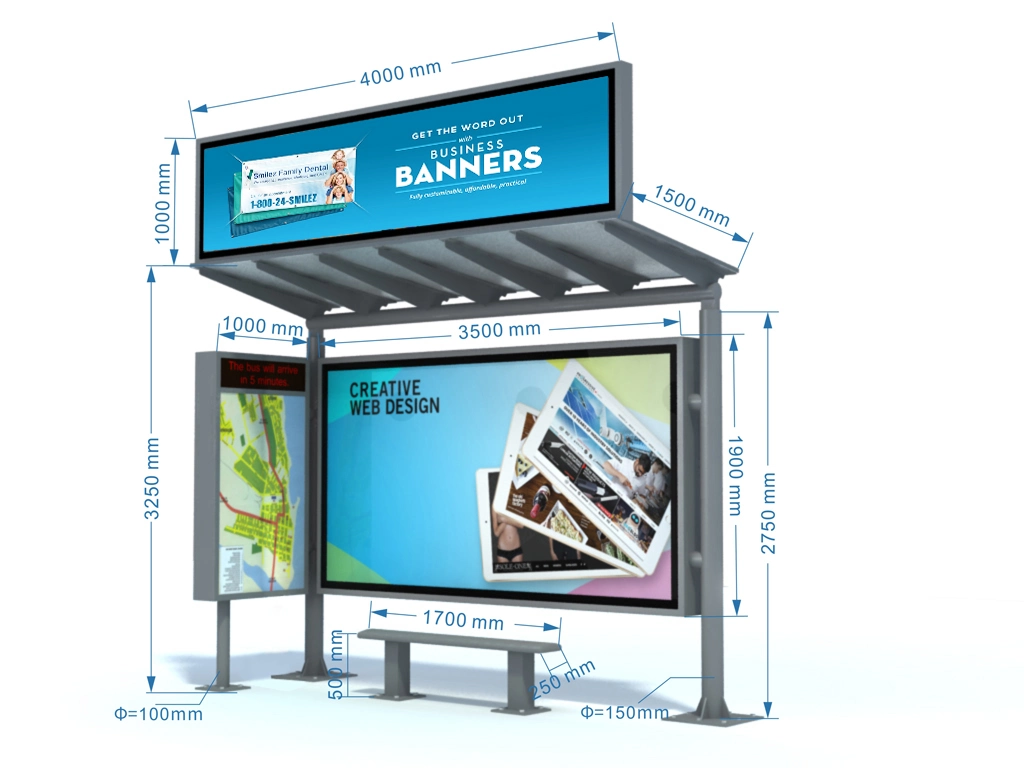 Bus Shelter Good Quality Outdoor Usage Aluminum Bus Stop Advertising Bus Station/Bus Stop/Bus Shelter