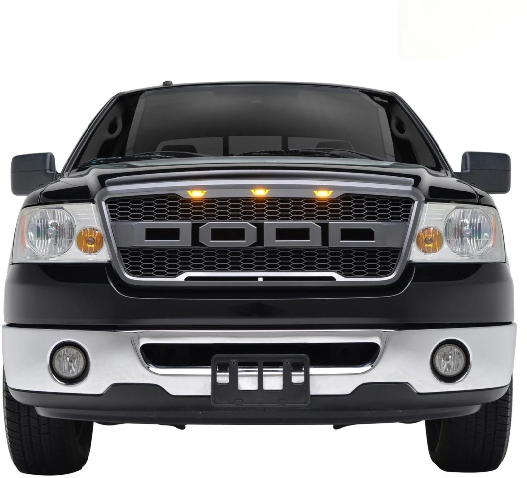 3 PCS LED Lights Raptor Front Bumper Upper Grille for Ford F150 2004-2008