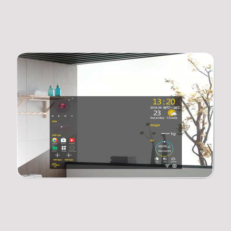 Interactive Smart Mirror with Touch Screen, Magic Glass Mirror Wall Mounted LCD Digital Signage Mirror Display