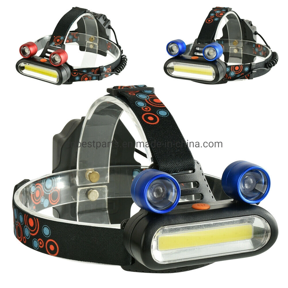 COB Motorcycle LED Headlamp LED Head Light 18650 Lamp Camping 4 Modes Lamp