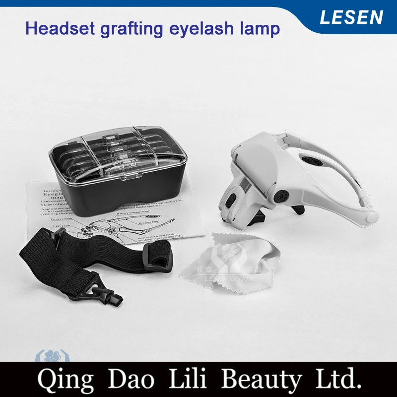 Head Worn Magnifying Glasses with LED Light Lamp Visor Head Loupe Magnifier Eyelash Extension