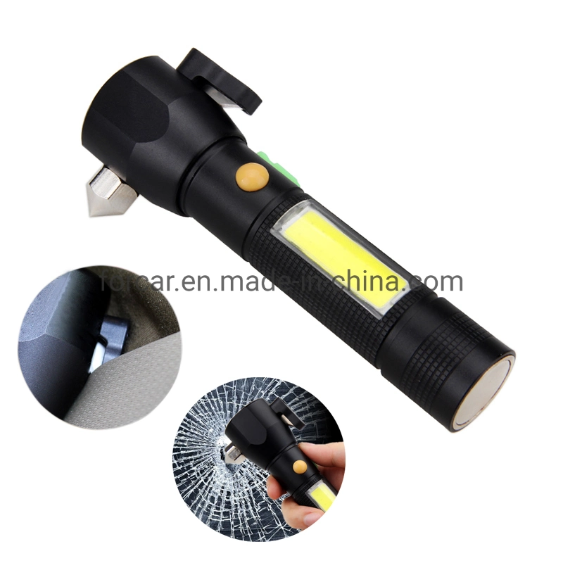 COB LED Torch Camping Lantern Seat Belt Cutter Rescue Hammer Flashlight for Emergency Safety
