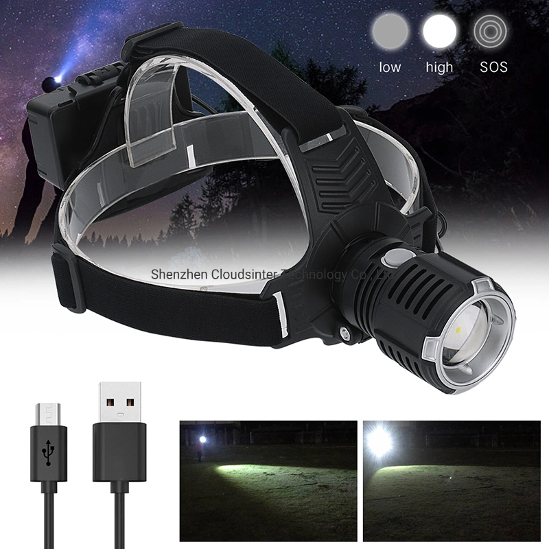 Hot Sale Zoomable Head Torch 3 Modes Super Bright Camping Hiking Head Lamp Rechargeable LED Headlamp