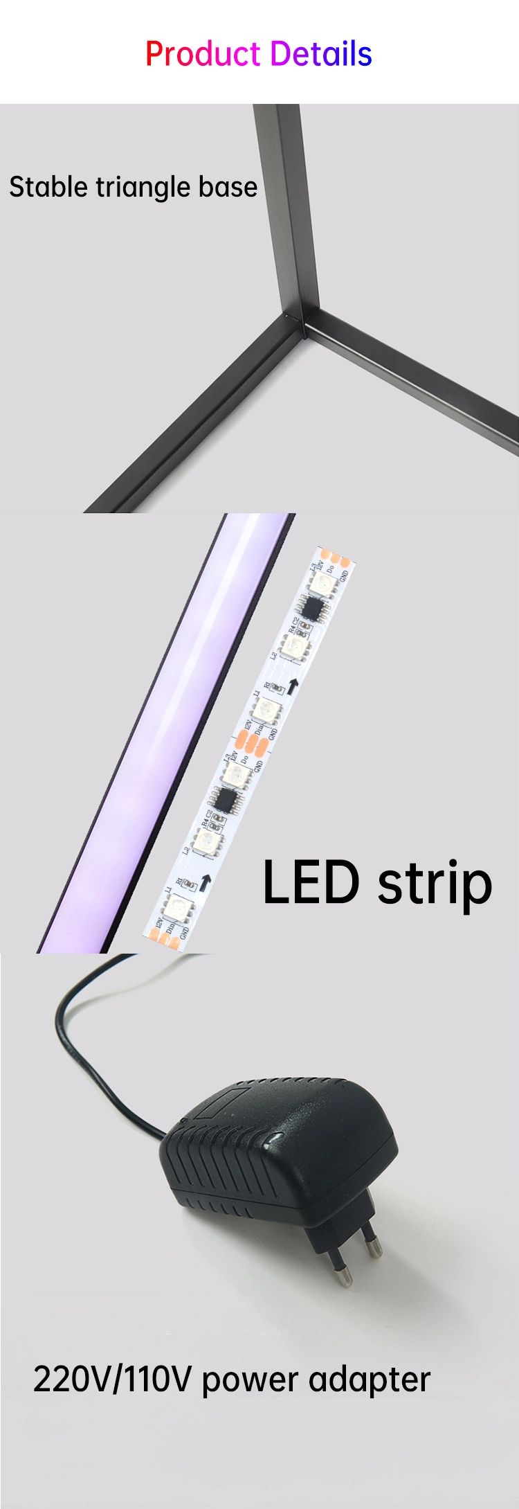Modern Decorative Controlled LED Light RGB Tripod Corner Floor Lamp