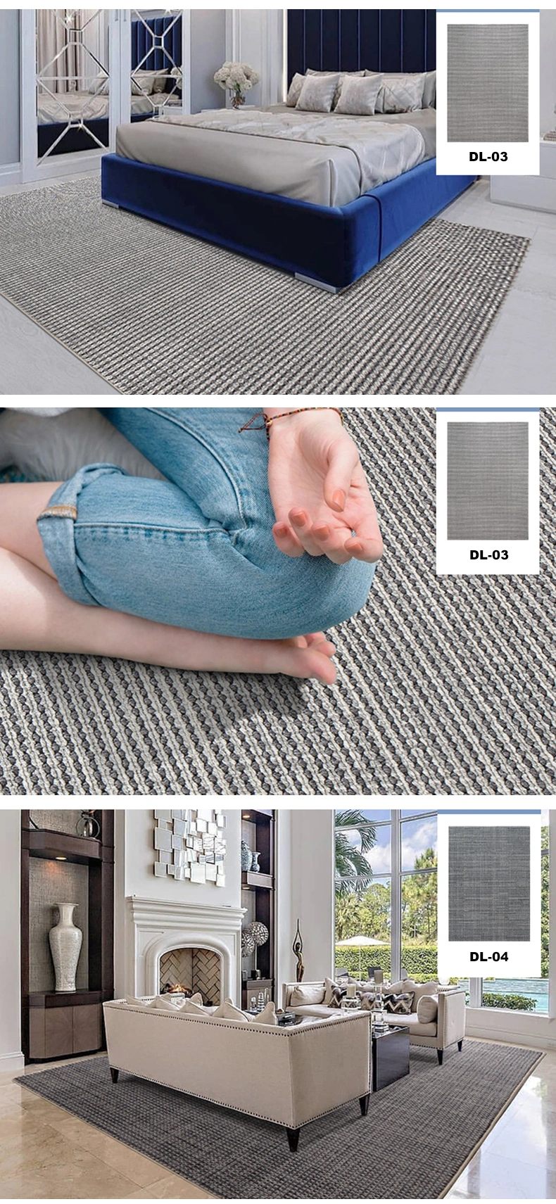 Light Grey Carpet Home Rugs Floor Carpets Area Rug Hand Woven Wool Rugs