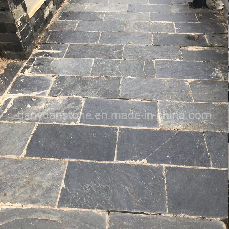 Natural Black Slate Tiles Stone Veneer Exterior Floor Tiles