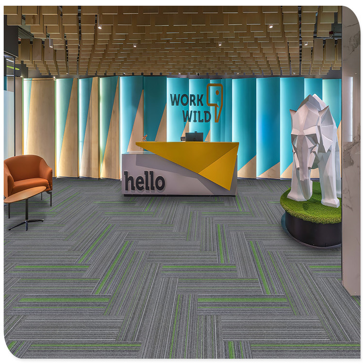 PP Carpet with Bitumen Backing Carpet Tile Colorful Line Modular Carpet for Guest Room