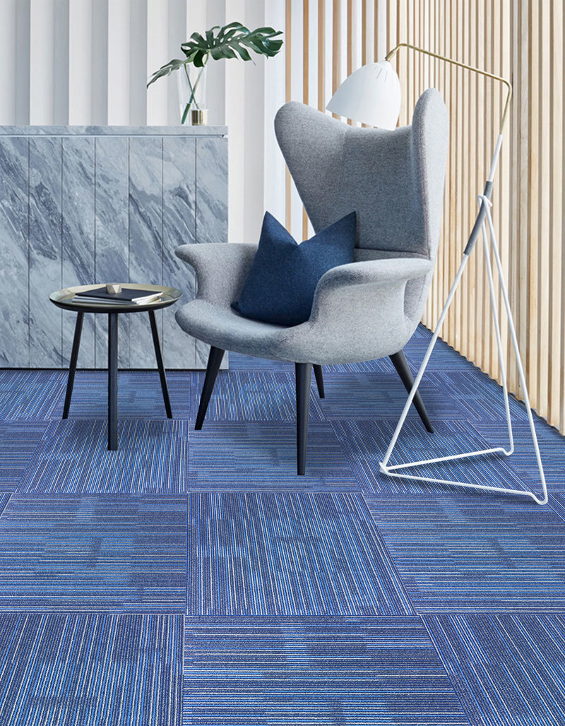 Stripe Modular Carpet Tiles 50X50cm Office Commercial Hotel Home Carpet Factory Wholesale PP Surface PVC Backing for Indoor Using Carpet