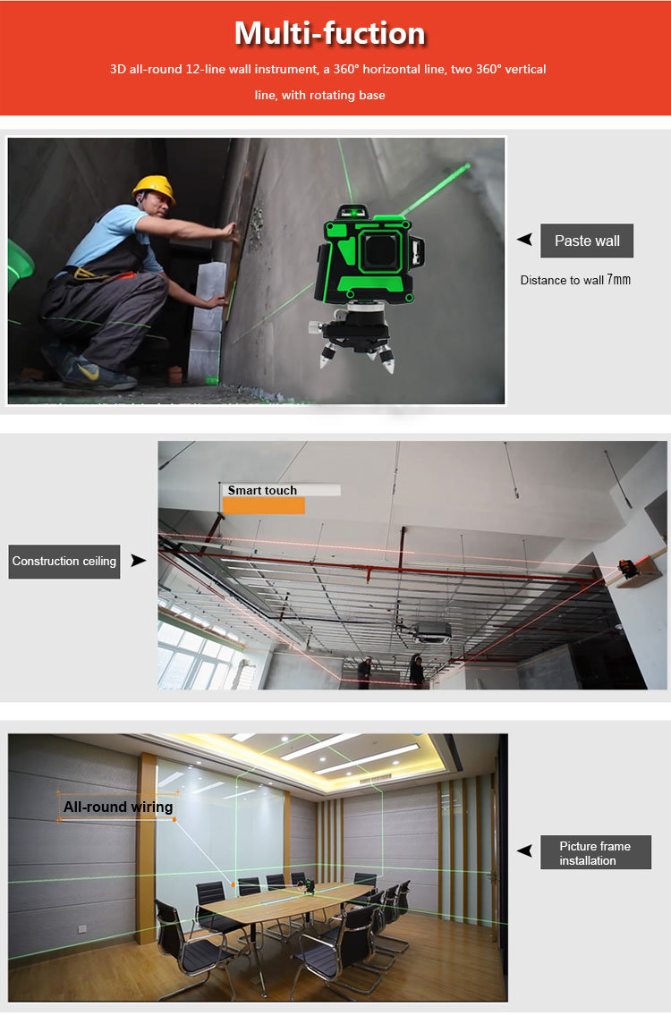 12 Croos Lines Green 3D Green Laser Level