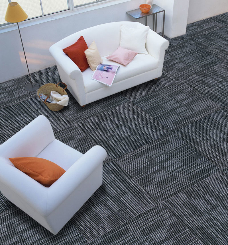 Striped Commercial Carpet Tiles Office Hotel Carpet Stripe Carpet Tiles 50X50cm PP Surface Bitumen Backing Flooring Carpet Cinema Use