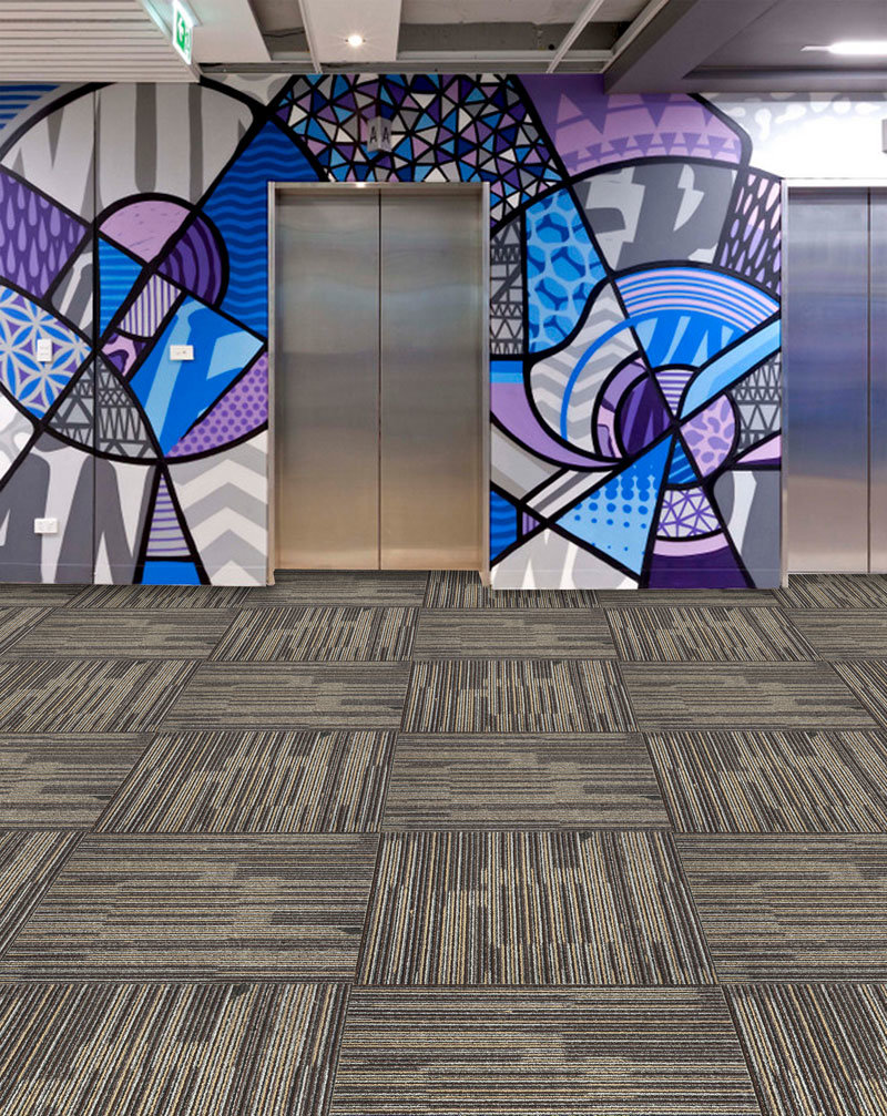 Stripe Modular Carpet Tiles 50X50cm Office Commercial Hotel Home Carpet Factory Wholesale PP Surface PVC Backing for Indoor Using Carpet