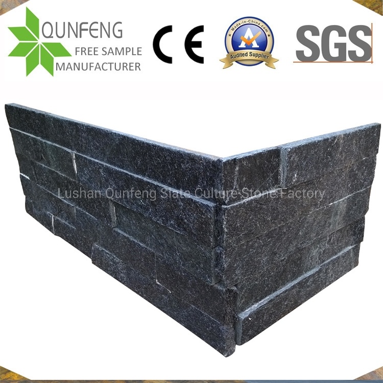 Fachada De Piedra China Black Culture Stone Quartzite Wall Tiles