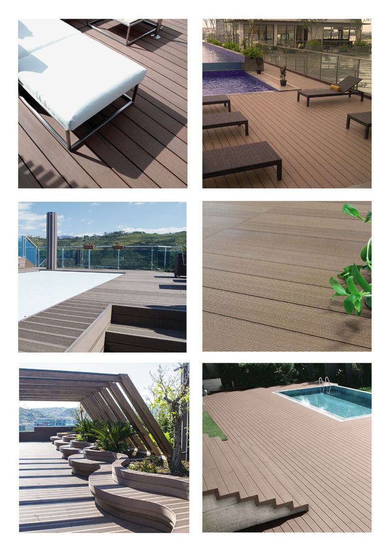 Composite Outdoor Decking Tiles Gray Wood Tiles Waterproof Balcony Flooring
