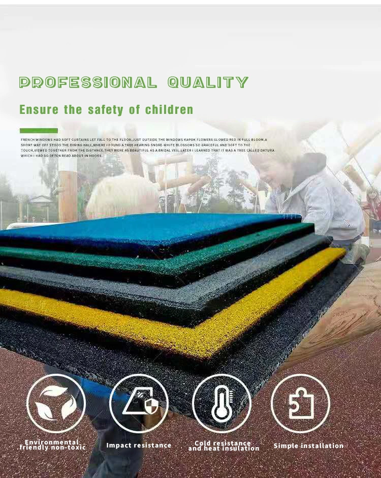 Non Slip Rubber Floor Mat Carpet Tile for Kids Playground Gym Rubber Flooring