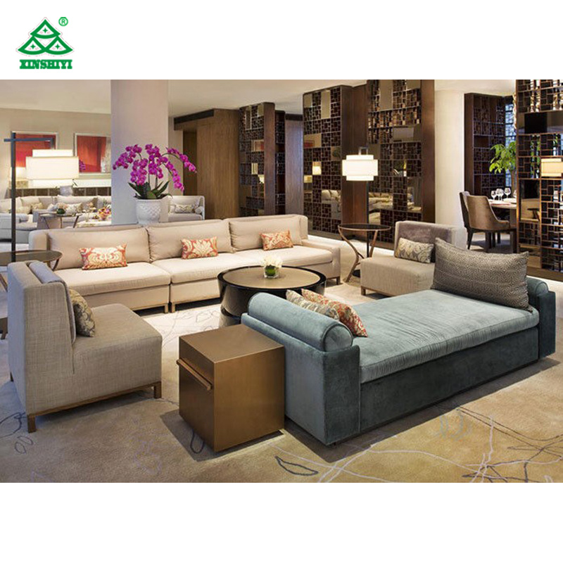 Contemporary Modern Hotel Lobby Sofa, Lobby Seating Furniture Solid Wood