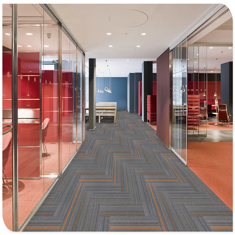 50*50 Cm Modern Commercial Carpet Machine Tufted Carpet Tile Colorful Line Modular Carpet for Commercial Room