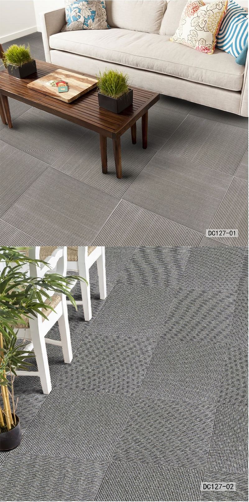 DC127 Loop Pile Commercial Hotel Home Office Carpet Tiles Nylon Pet PP Modern Carpet PP Surface Bitumen Backing Stairway