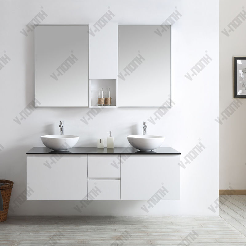 60inch Gray Hotel Style Solid Wood Bathroom Vanity