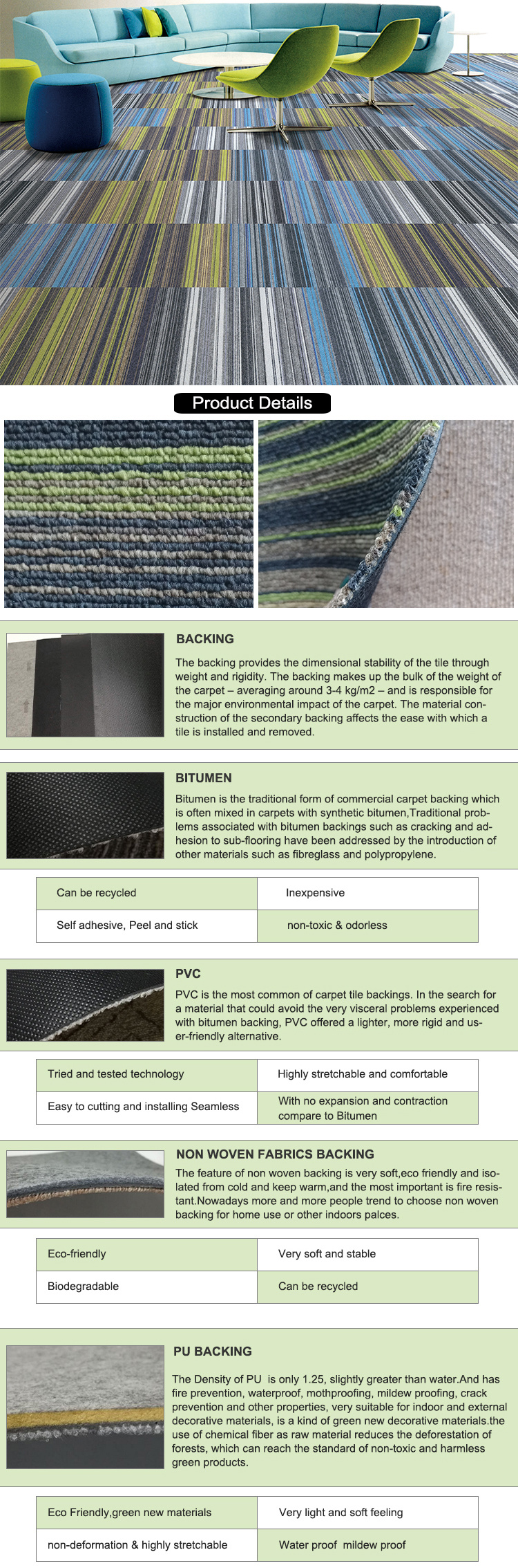 Anti-Slip DIY Adhesive High Quality Modern Design Nylon 12X12 Inch Carpet Tiles