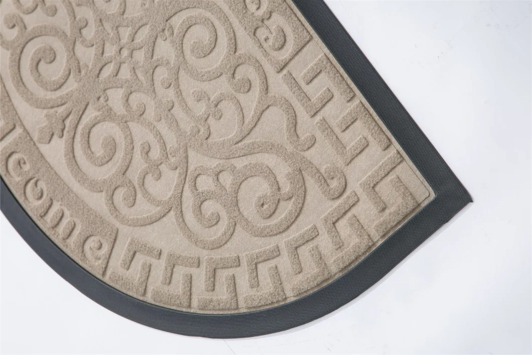 Semicircular Nylon Carpet Surface Household Rubber Backing Anti Slip Decorative Doormat