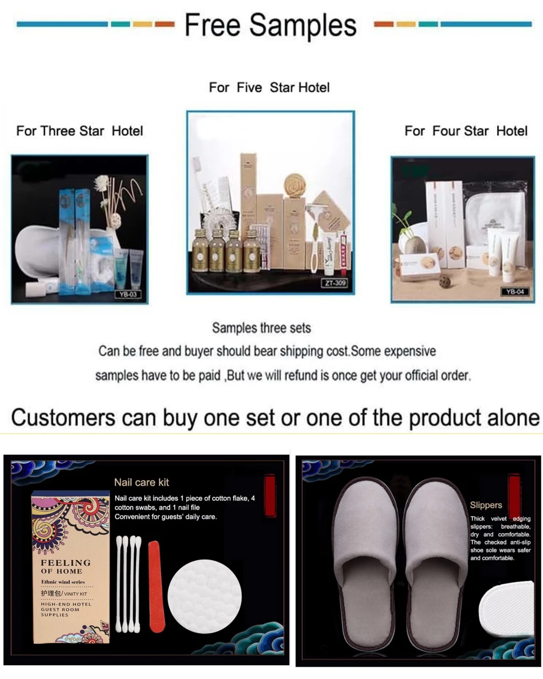 Wholesale Five Star Hotel Guest Room Amenities Customized Logo and Customized Packaging Room Ameniries
