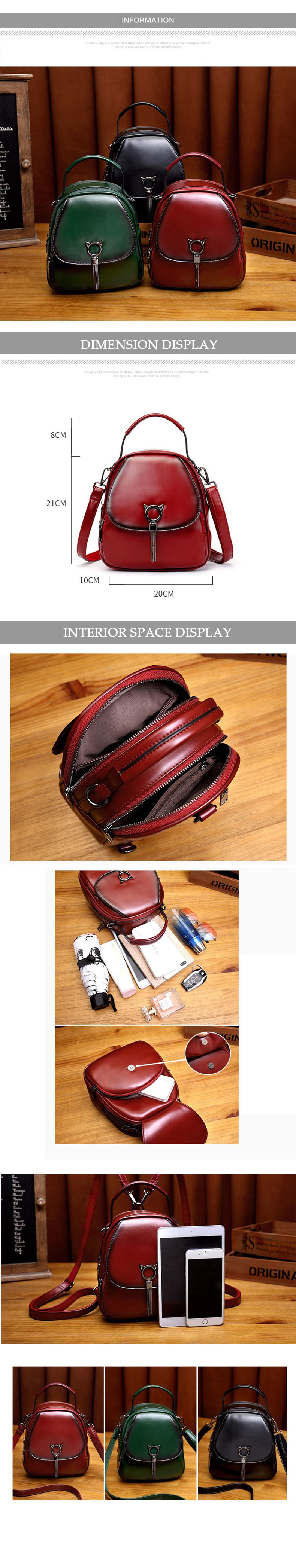 Fashion Mini Cowhide Leather Multi-Purpose Leather Female Backpack
