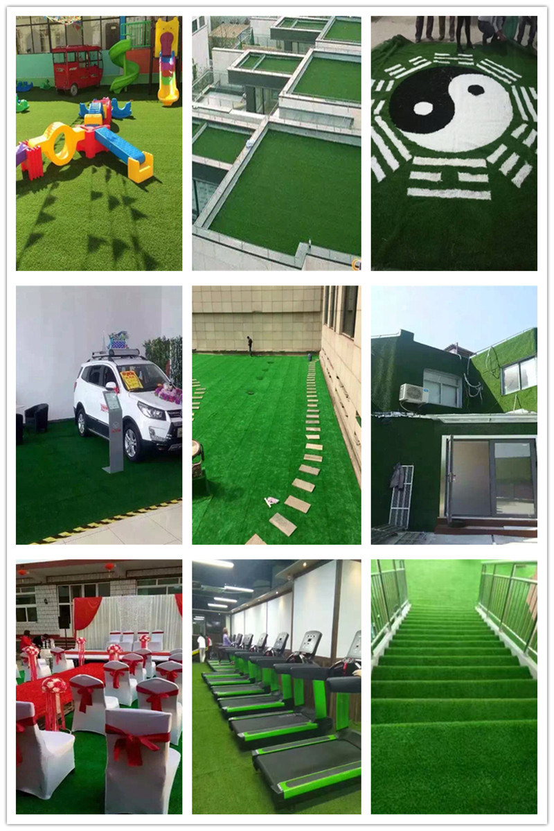 Green Straight and Green Curl Fiber 25mm Synthetic Artificial Grass for Garden