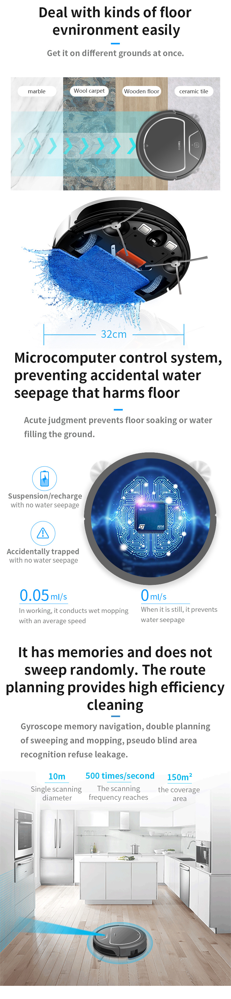 Cordless Carpet Cleaner and Robotic Vacuum Cleaner Have 2000PA Suction Power, Can Work on Short-Haired Carpet and Long-Haired Carpet